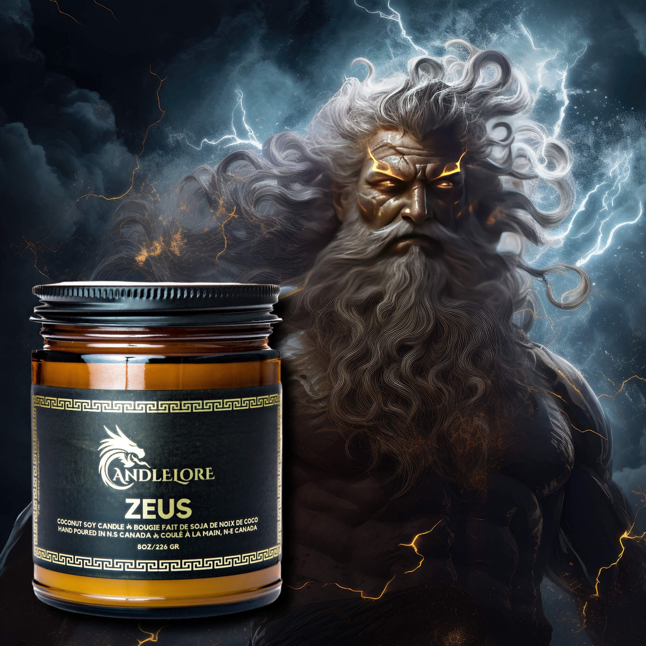 Zeus behind a candle