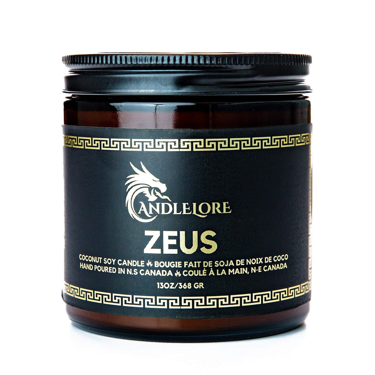 Large Zeus scented candle on a white background