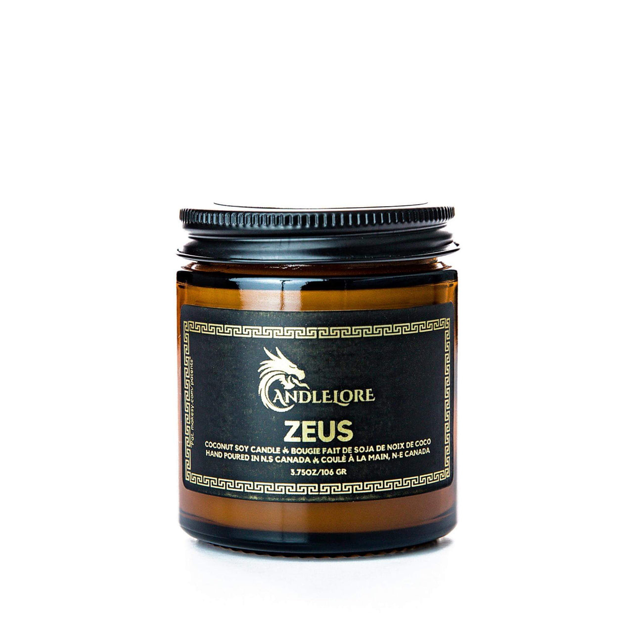 Small Zeus scented candle on a white background